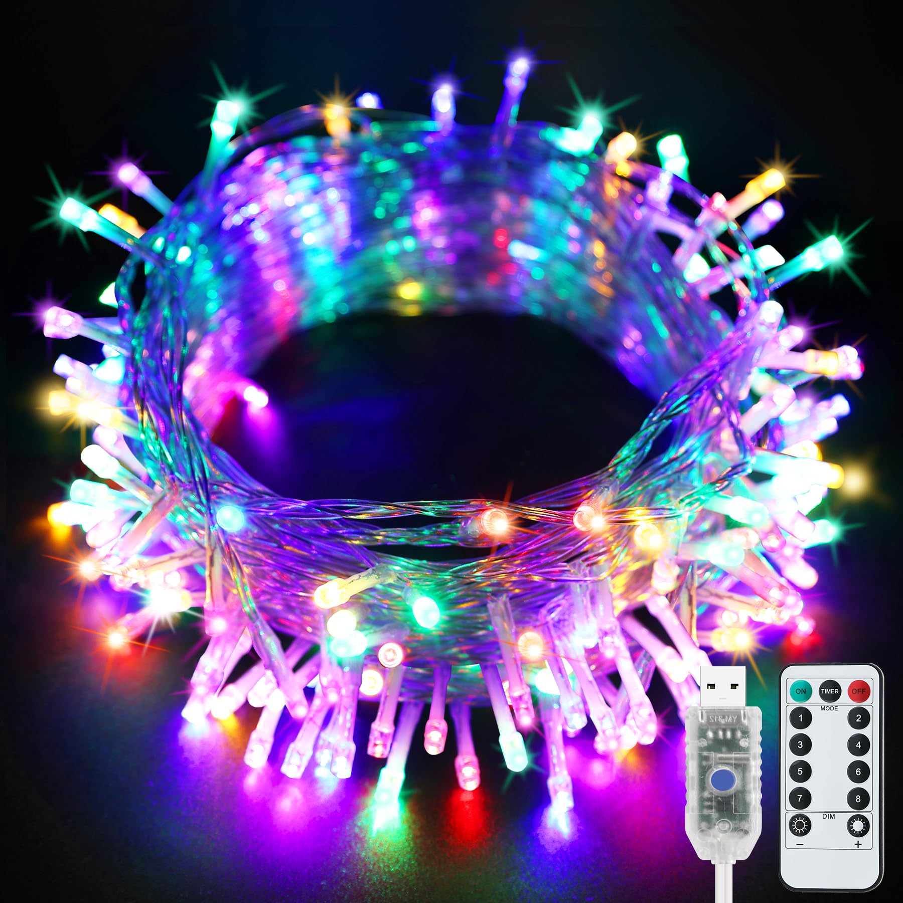 Bollengold USB String Lights, 120LED 12M 8 Modes USB Powered Remote Control Copper Wire Decorative Fairy Lights with Timer for Bedroom, Party, Wedding, Christmas(Multi-Coloured) โ image 1