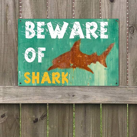 Amazon.com: Agantree Art Beware of Shark Warning Sign Vintage Retro ...