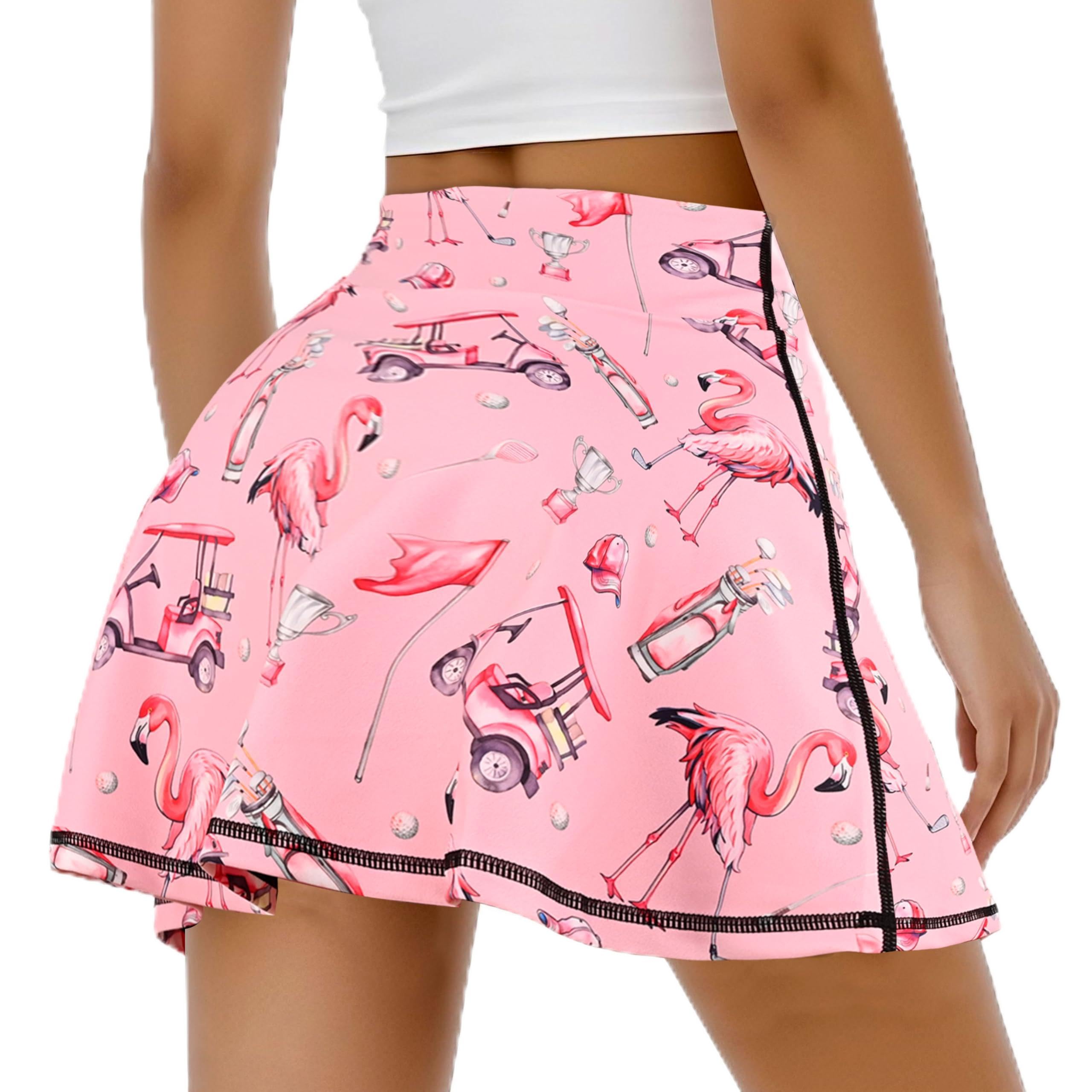 Photo 1 of Flamingo Tennis Golf Skirts High Waisted with Pockets Inner Shorts for Athletic Skorts Workout Running Pickleball M