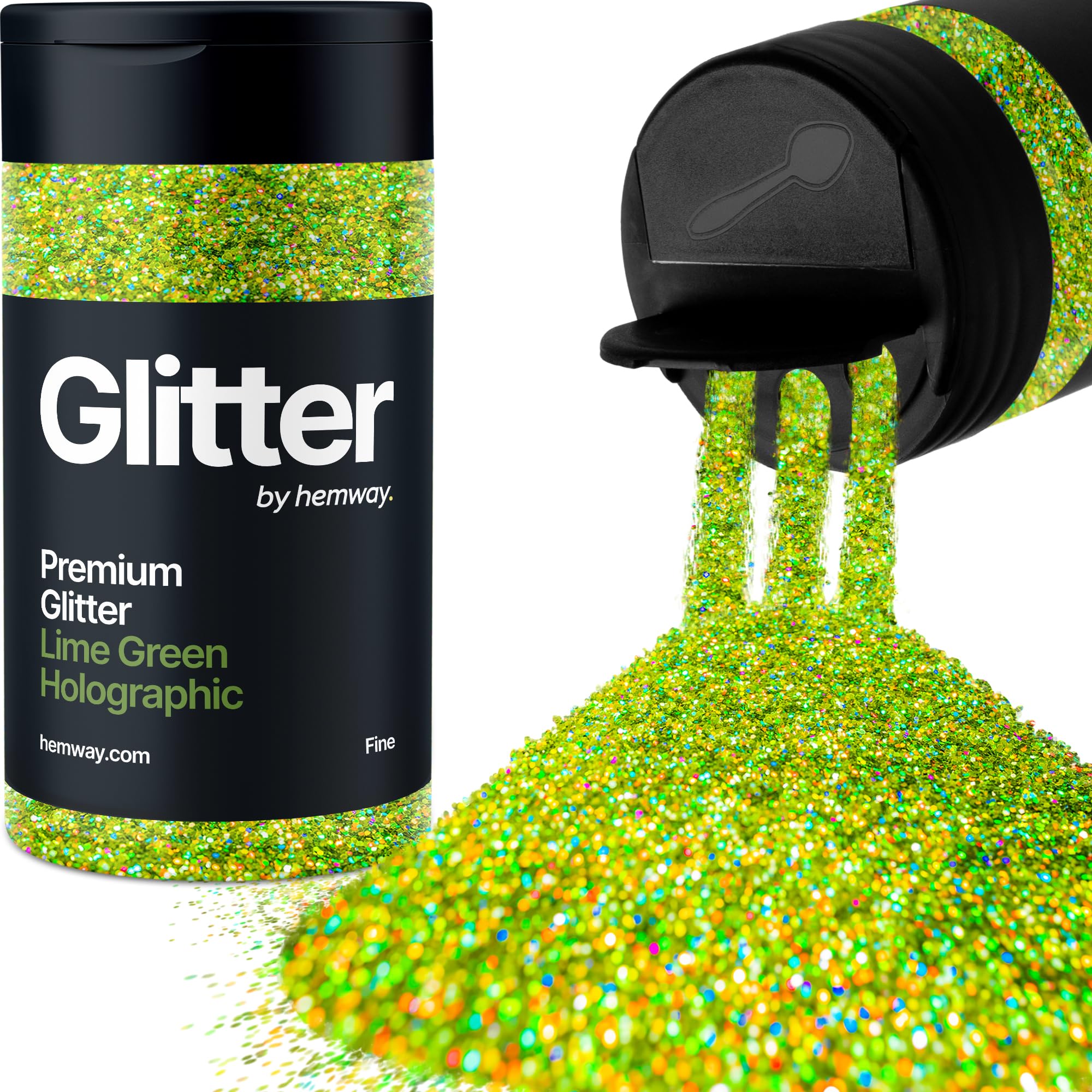 Holographic Lime Green Glitter Shaker, 130g Fine Glitter, Crafts 1/64" Metallic Flake Lime Green Sequins, Resin & Epoxy Crafts, Decorating, Halloween, Christmas Nail, Face, Hemway