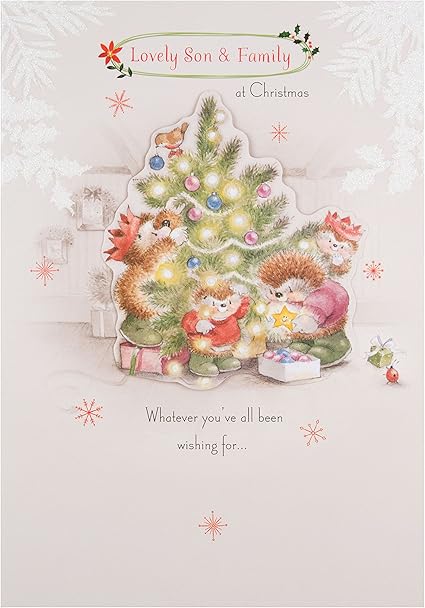 Amazon Hallmark クリスマスカード Mサイズ 息子と家族 Wishes グリーティングカード 文房具 オフィス用品