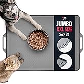 Tuff Pupper XXL Dog Feeding Mat 36x24 for Food and Water | Waterproof Silicone Placemat for Floors | Pet Food Mat for Cats and Bowls