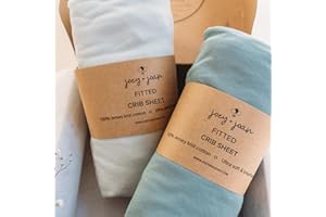 Joey + Joan Fitted Crib Sheets 28 x 52 – Compatible with Standard Crib Mattress and Toddler Bed – 100% Jersey Cotton – Light + Dark Sage Green – 2 Pack