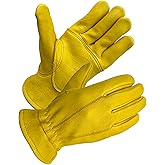 SKYDEER Full Premium Wild Elkskin Leather Work Gloves for Men, Durable for Heavy-Duty Labor, Construction, and Garden SD8826