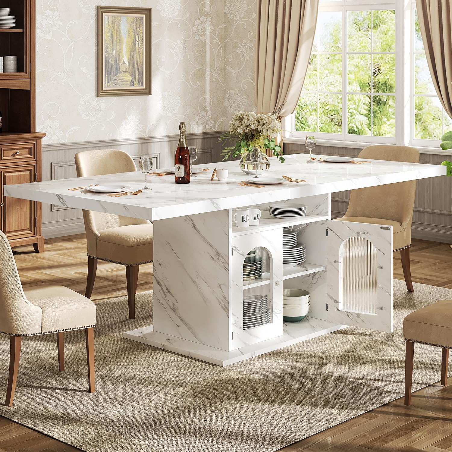 HSH Dining Table for 4–6, 63" Modern Kitchen