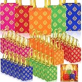Kacctyen 35 Pcs Indian Return Gifts Bags, Buti Diwali Gift Bags, Non Woven | Gold Foil Floral, Navratri Return Gift Bags Bulk, for Diwali Pooja Wedding Housewarming Party Favors