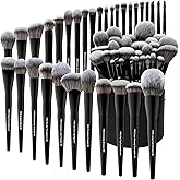 Bueart Design 32Pcs PRO Grade Makeup Brushes Set with Super large Holder, Premium Ultra-soft Synthetic Foundation Contour Powder Blush Concealer Eyeshadow Classic Black Make up Brush