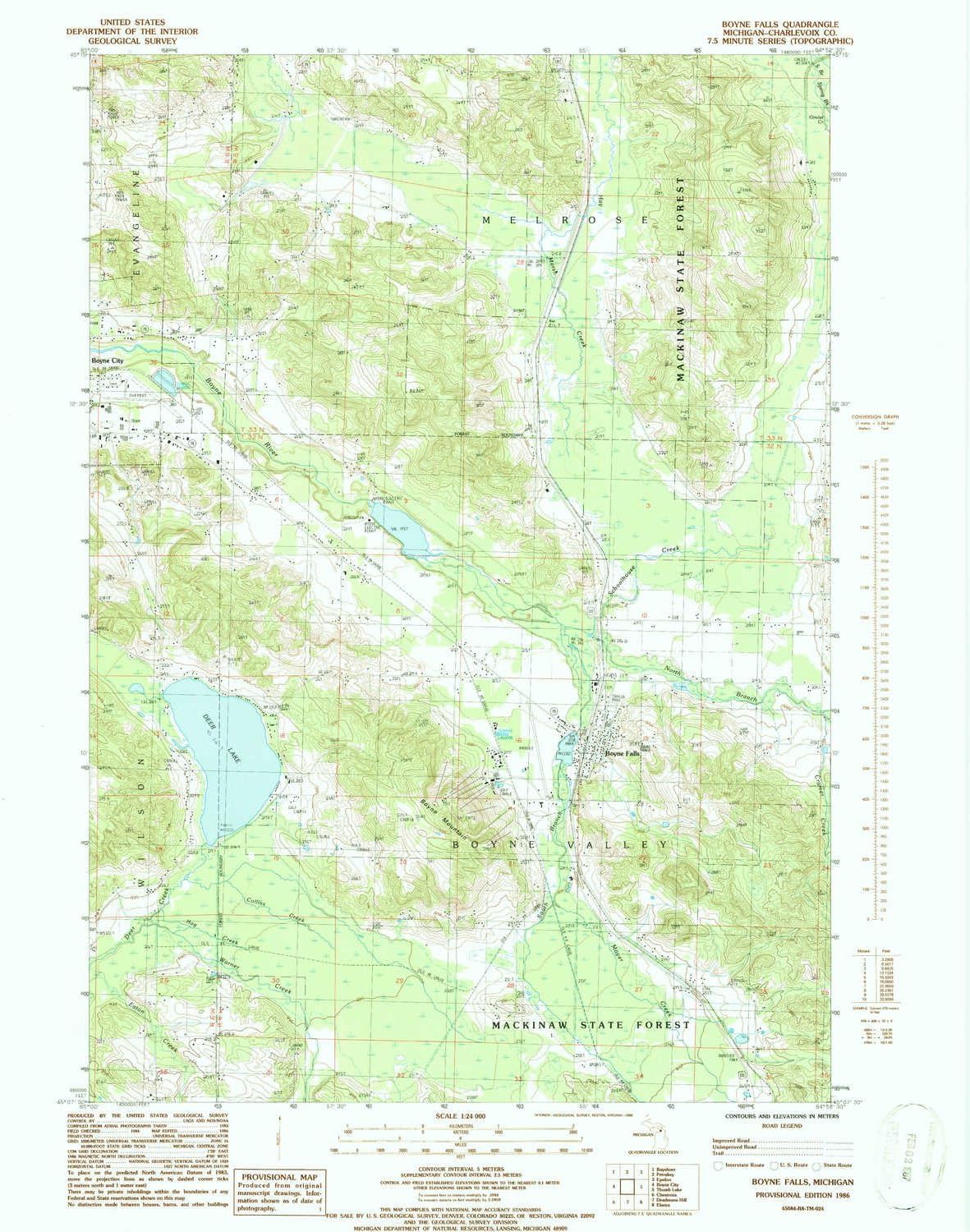 YellowMaps Boyne Falls MI topo map, 124000 Scale, 7.5 X 7