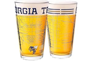 Greenline Goods – Georgia Tech University Yellow Jackets College Pint Beer Glasses (Set of 2), 16 oz – Full-Color Logo + Campus Map