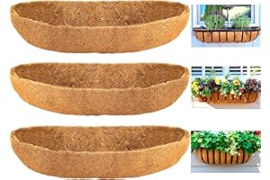HKZ Coconut Liners for Planters - 3 Pack 30 Inch Trough Coco Liners, Natural Coconut Fiber Liners, Window Box Liners for Garden Fence Planter Flower Baskets