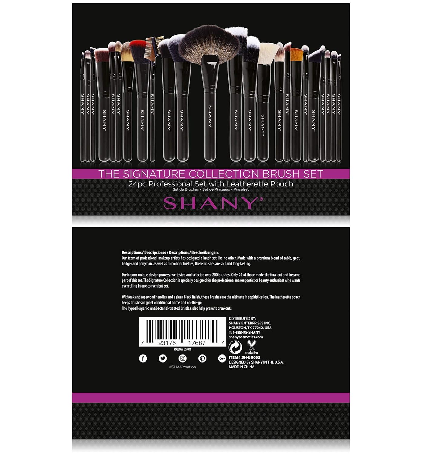 SHANY Pro Signature Brush Set 24 Pieces Handmade Natural/Synthetic Bristle with Wooden Handle, The M