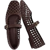 CUSHIONAIRE Weston Hand Woven Mary Jane Flats for Women, Comfortable Dressy Ballet Flats with Braided Adjustable Buckle and Memory Foam Cushioning
