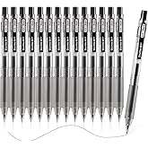 Shuttle Art Black Gel Pens, Ink Glide Series 15 Pack Retractable 0.5mm Fine Point Rollerball Gel Ink Pens Quick Drying Waterproof Smooth Writing with Comfortable Grip for Office School and home