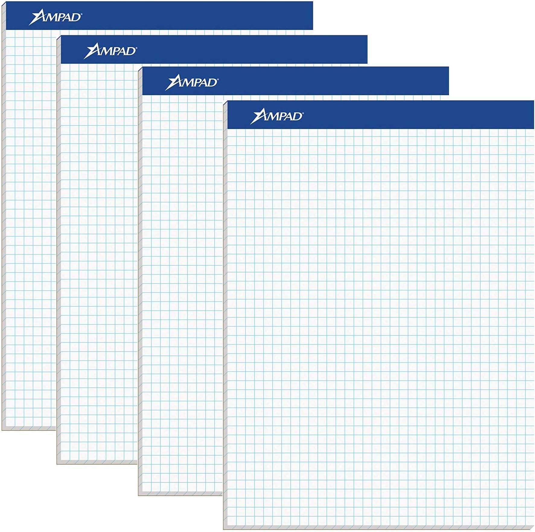 Ampad Evidence Quad Dual-Pad, Quadrille Rule, Letter Size (8.5 x 11.75), White, 100 Sheets per Pad, Pack of 4