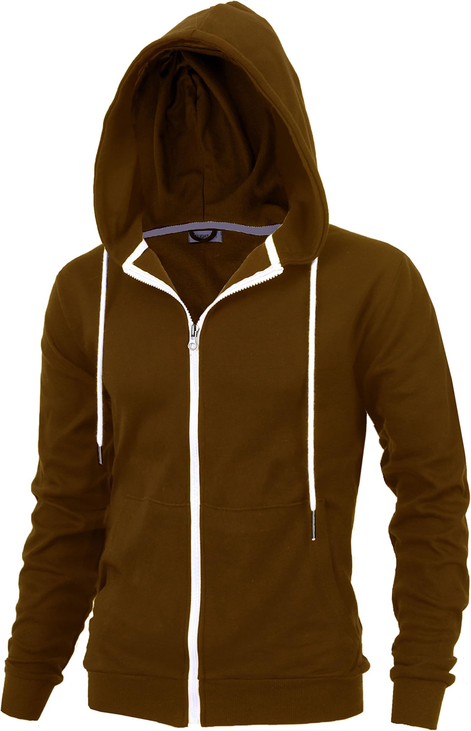 LITE DELIGHT Men's Fashion Fit Full-Zip Hoodie with Inner Cell Phone Pocke