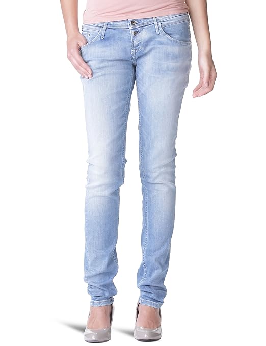 Meltin' Pot Damen Slim Leg Jeanshose, Einfarbig Blau