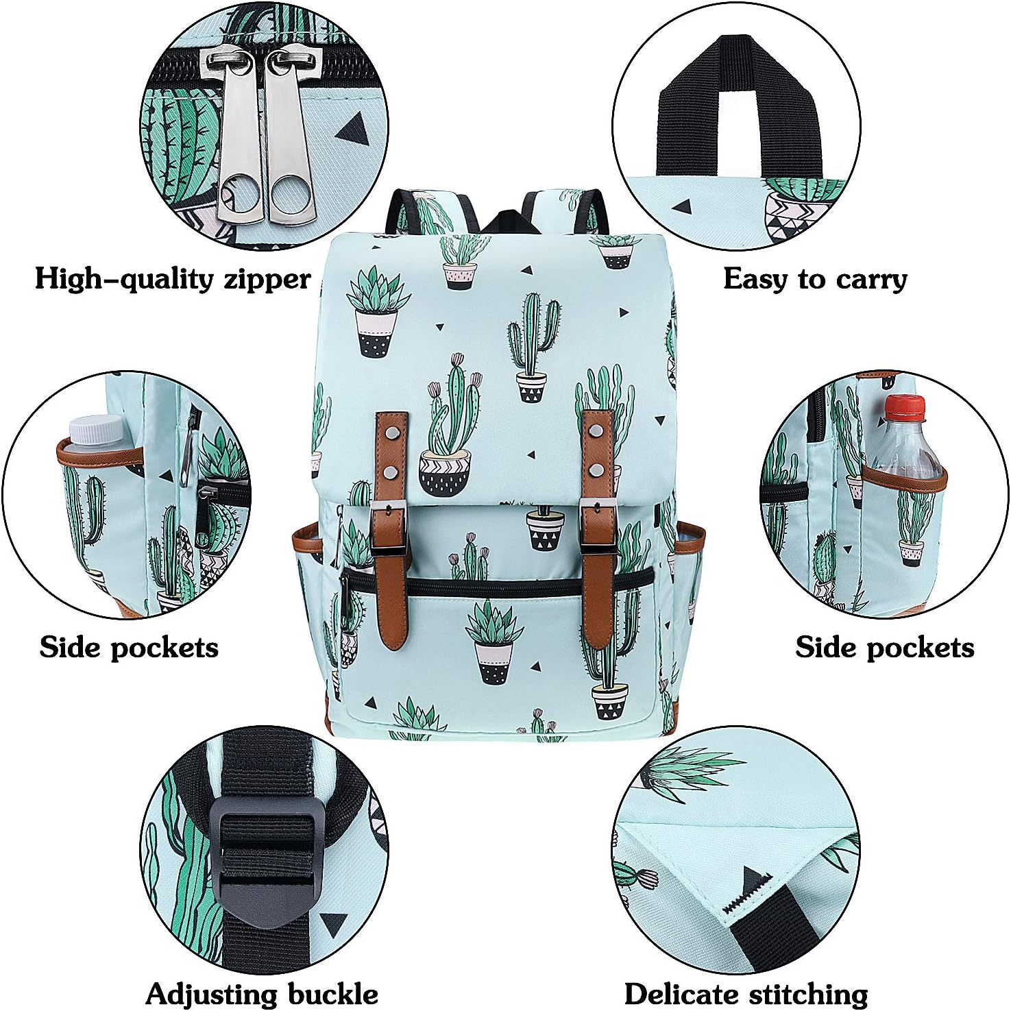 Cactus Rucksack Cactus School Bag Backpack for Girls, College Bags 15.6inch Laptop ...