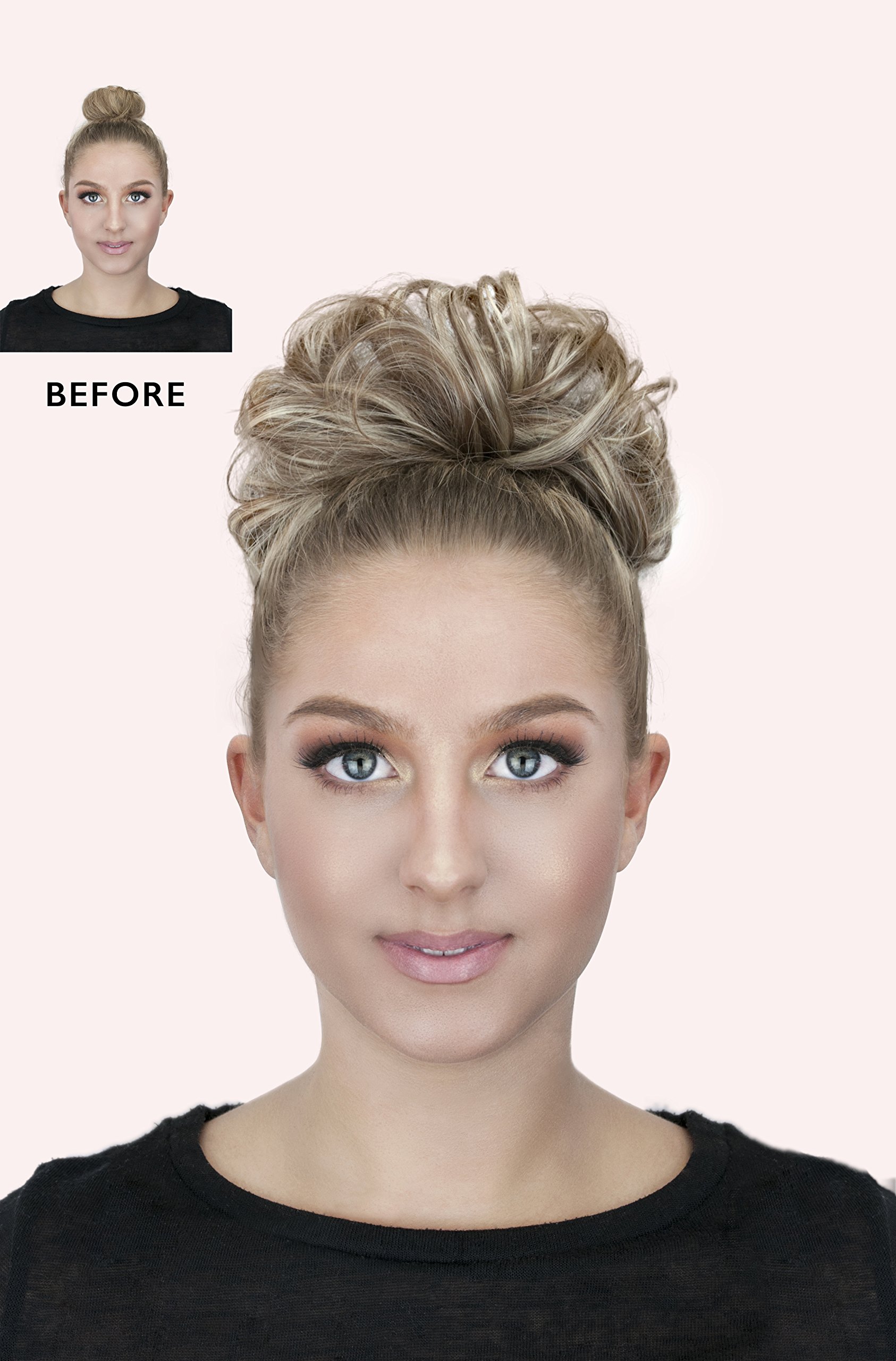 Bombshell Hair Scrunchy Scrunchie Bun Up Do Hair Piece Hair Ribbon Ponytail Extensions Wavy Messy Bun (M23 HIGHLIGHTS BROWN WITH BLONDE)