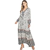 LoveStitch Women's Long Sleeve Bohemian Maxi Dress