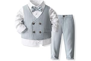 XINGWU TEXTITLE Baby Boys' 4-Piece Set with Dress Shirt, Vest, Pants, and Tie