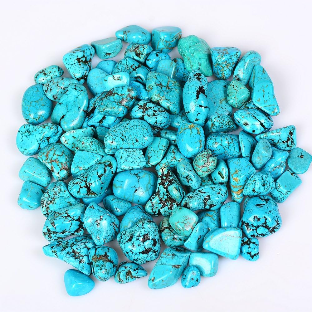 XKACrystal 1 lb Tumbled Polished Stones Gemstone Supplies for Reiki Healing Crystal,Synthetic Turquoise - Small Size - 0.7" to 1.2" - Average 0.95"