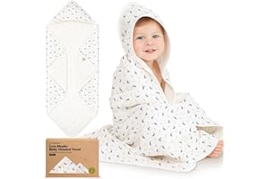 KeaBabies Muslin Baby Bath Towels with Hood for Girls,Boys-Large Organic Cotton Hooded Baby Towels for Newborns,Toddlers,Infant,Kids,Soft Absorbent Newborn Bath Essentials Gift Set(Whale Bay, Regular)