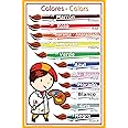 Spanish Language School Poster - Colors - Wall Chart for Home and Classroom - Spanish-English Bilingual Text