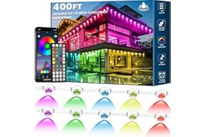 SINLEY 400FT Permanent Outdoor Lights,RGB Eaves Lights with App Control Remote,DIY Scene Modes IP67 Waterproof Outdoor Under Eave Lighting