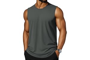Cotrasen Men's Tank Top UPF 50+ Cotton Sleeveless Shirt Lightweight Casual Gym Workout Shirts Cooling Muscle Tee Shirt