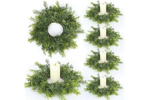 Mini Green Boxwood Candle Rings Wreaths Spring Summer Kitchen Cabinet Swags Wreath 3 Inch Wedding Rings Wreaths Pillar Candle