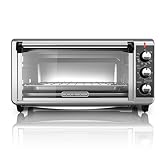 BLACK+DECKER TO3250XSB 8-Slice Extra Wide Convection Countertop Toaster Oven, Includes Bake Pan, Broil Rack and Toasting Rack, Stainless Steel/Black