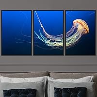 3 Piece Framed Canvas Wall Art Colorful Jellyfish Marine Life Canvas Prints Home Artwork Decoration for Living Room,Bedroom - 16