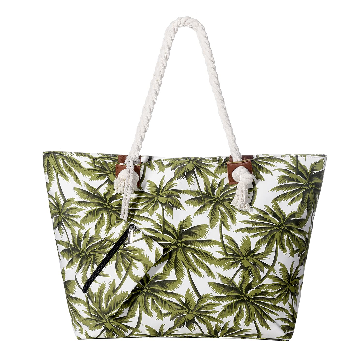 MASADA Large beach bag water resistant with zip Palms