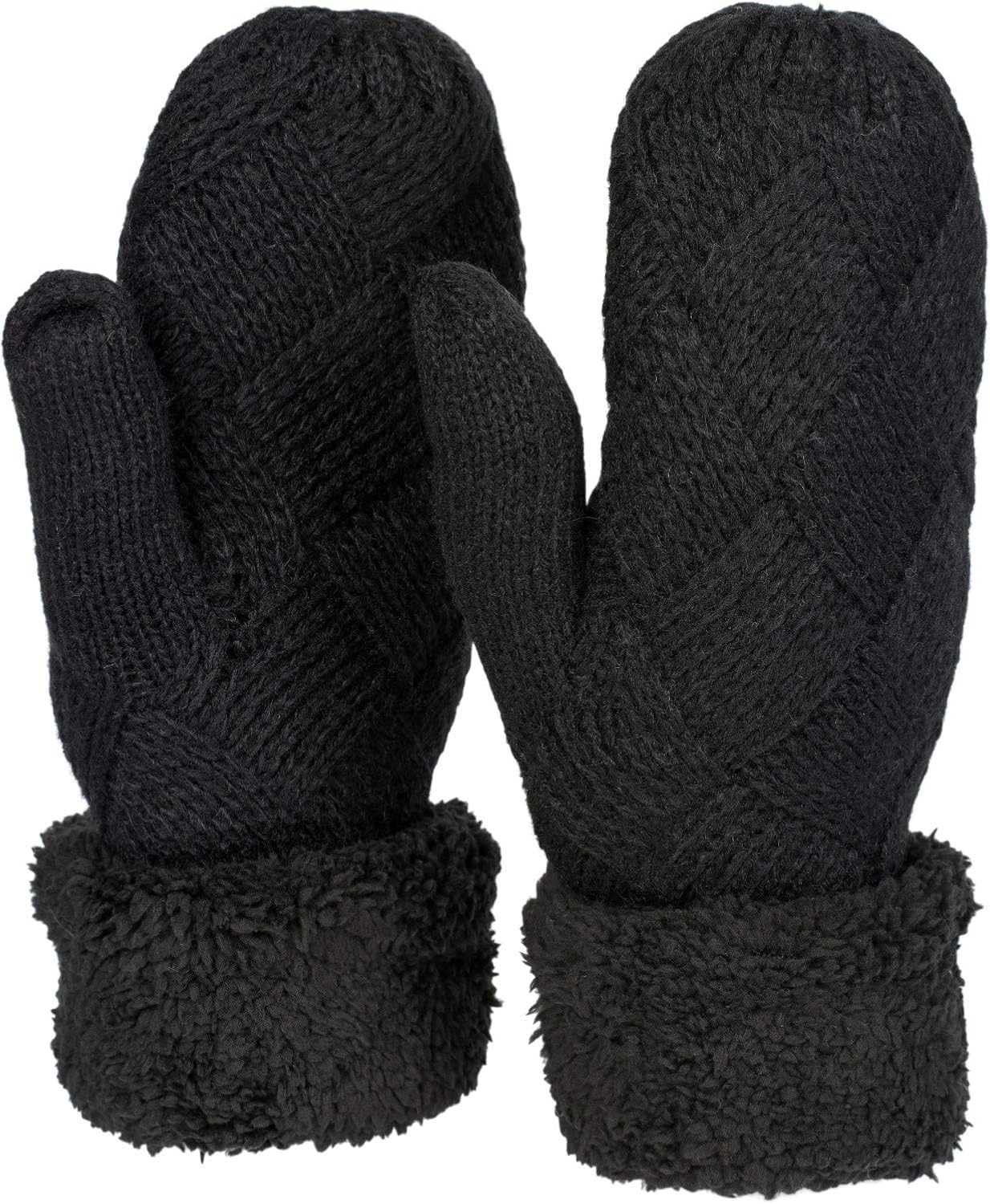 styleBREAKER 09010031 Women's Warm Winter Knitted Mittens with Diamond