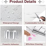 sourcing map 20pcs Peel Stick Marble Tiles 12"x12" PVC Waterproof Backsplash view 3