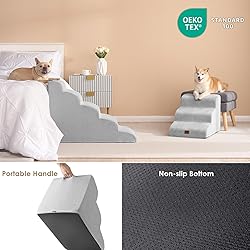 EHEYCIGA Curved Dog Stairs Ramp for High Beds