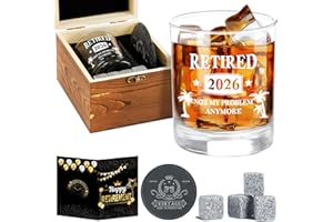 2026 Retirement Gifts for Men,2026 The Legend Has Retired-Whiskey Glass Set,Happy Retirement Gifts for Him,Dad,Friends- Happy