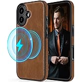 LOHASIC Compatible with MagSafe for iPhone 16 Plus Case, 6.7 inch 2024 Luxury Leather Strong Magnetic Shockproof Cover Protective Phone Cases for iPhone 16 Plus, Brown