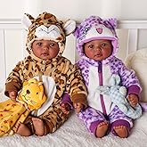BABESIDE Black Baby Dolls Twins - 17inch Realistic Soft Cloth Body Dolls with Brown Eyes, 3+ Year Old Girls Gifts, Ideal for Nurturing, Interactive Play & Cuddling