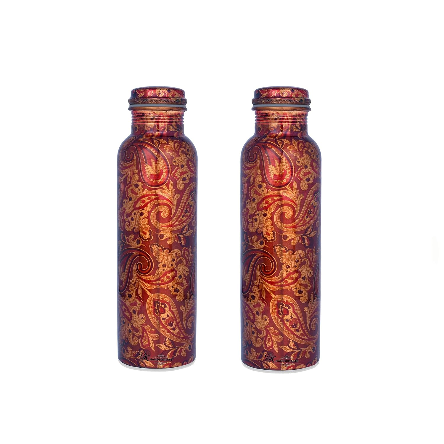 R Ayurveda Copper Printed Copper Water Bottle 1 Liter Leak Proof