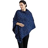 BEAUZSUZSANA Women's Heaps Collar Bohemian Poncho Sweater Knitted Cape Irregular Hem Wrap Pullover for Spring Fall Winter