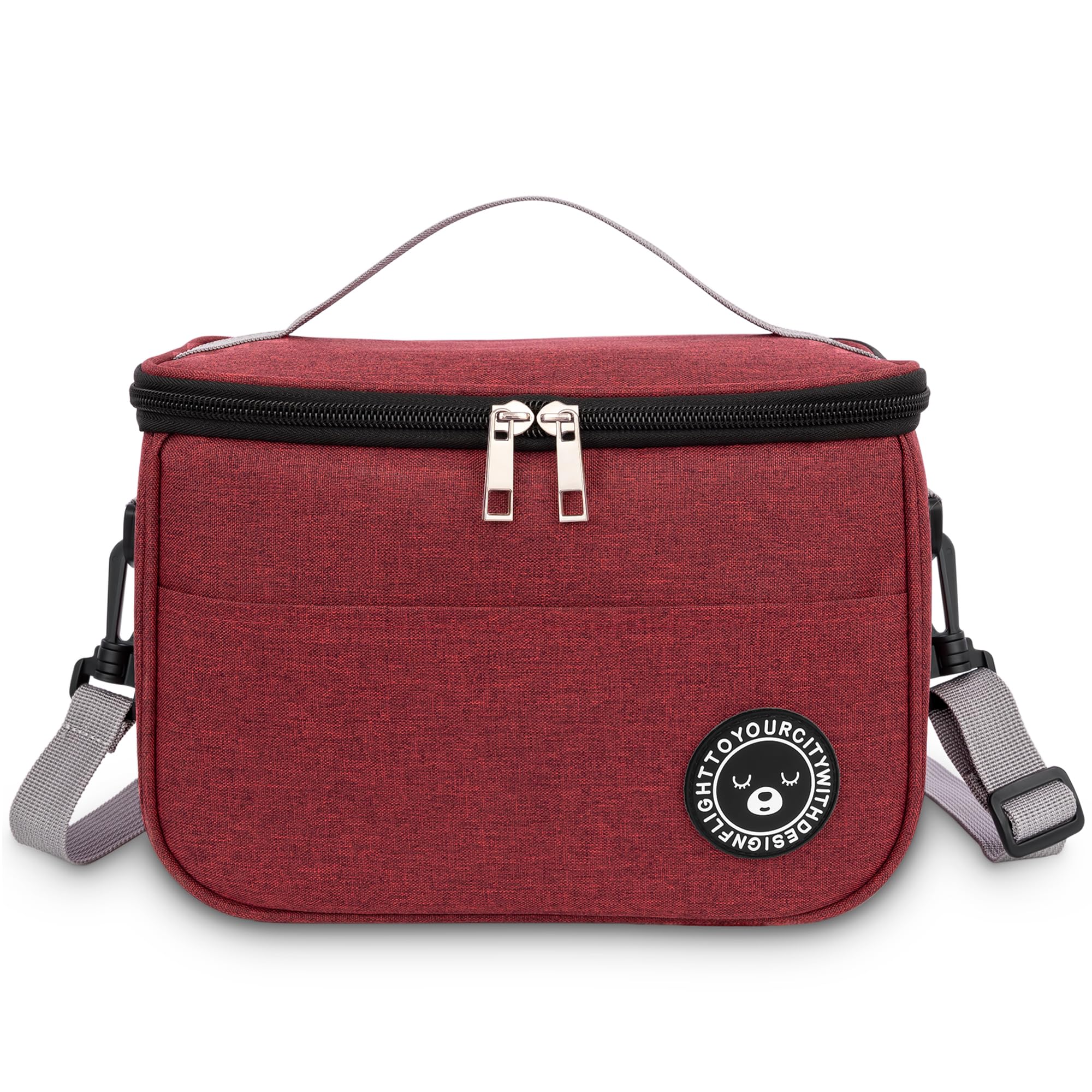 BEHONA 6.4L Insulated Lunch Bag for Adults, Foldable Cooler Bag with Oxford Fabric & Aluminum Foil Lining, Office Gym Commute Lunch Tote (Burgundy)