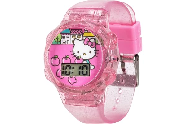 Accutime Hello Kitty Pastel Pink Glitter LED Wrist Watch