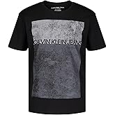 Calvin Klein Boys' Short Sleeve Graphic Crew Neck T-Shirt, Comfortable, Relaxed Fit, Big Stipple Black, 14-16