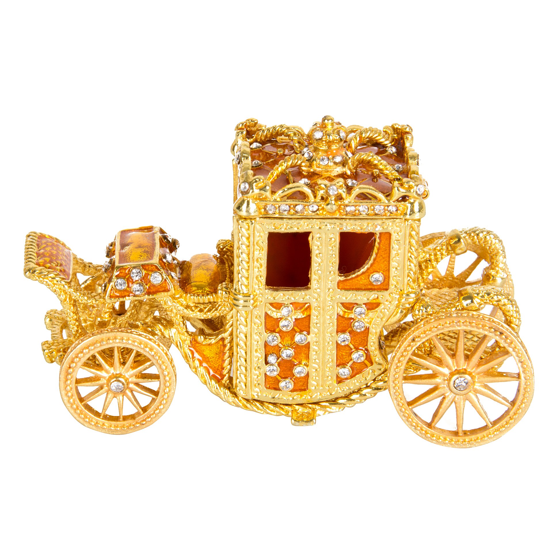 QIFU Decorative Hand Painted Royal Carriage Style Hinged Jewelry Trinket Box, Unique Gift Home Decor