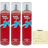 Bath & Body Works Velvet Sugar 3 Pack Fragrance Mist Bundle with a Creamy Rose Bar Soap - Full Size