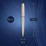 Waterman Expert Ballpoint Pen Stainless Steel 23k Gold Trim Medium Blue Ink view 3