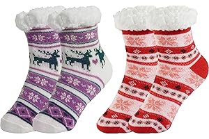 Sooneeya Kids Slipper Socks - Girls Boys Christmas Anti-Slip Socks - Warm Thick Lining Cozy Soft Indoor Gifts