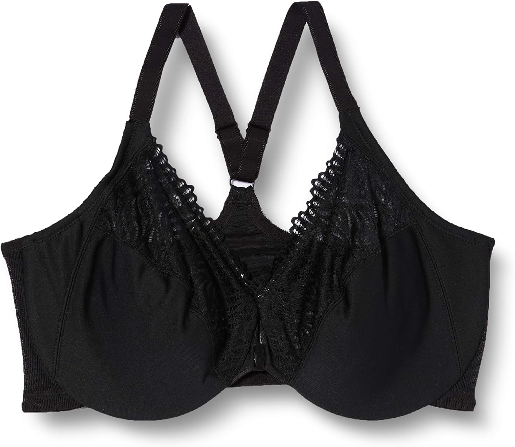 Glamorise Women's Full Figure Front Close Lace T-Back Wonderwire Bra #1246