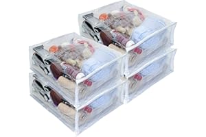 Oreh Homewares Heavy Duty Vinyl Zippered Closet Square Storage Bags (Clear) for Sweaters, Sheets, Arts & Crafts, Toys and Much More! (12" x 15" x 5") 3.9 Gallon 4-Pack